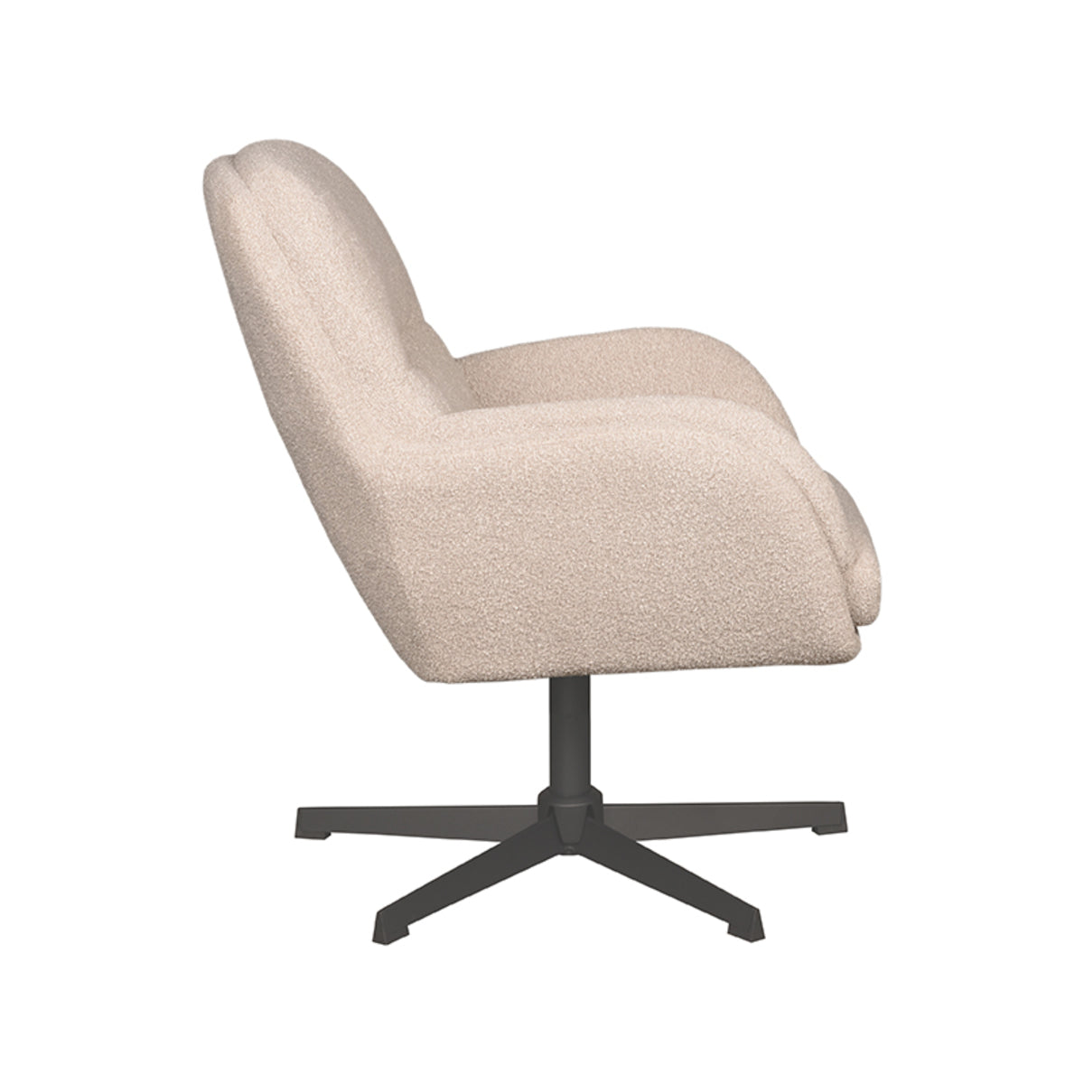 LABEL51 Draaifauteuil Moss - Naturel Boucle | Zwart Metaal - 70x77x90 cm