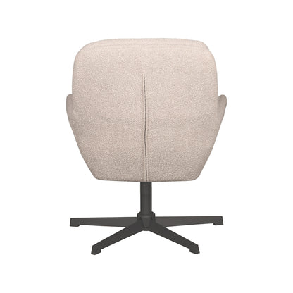 LABEL51 Draaifauteuil Moss - Naturel Boucle | Zwart Metaal - 70x77x90 cm
