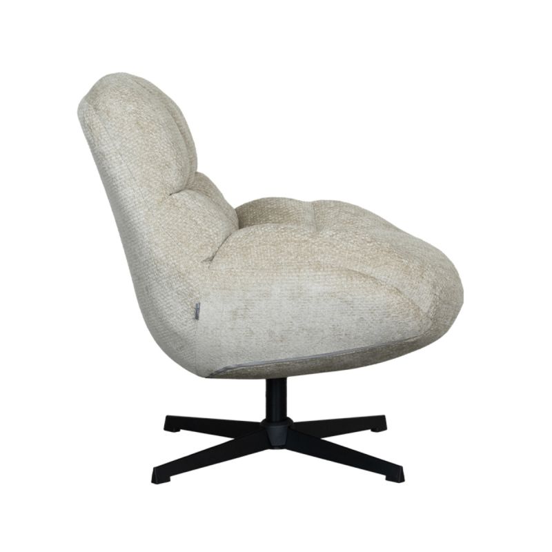 LABEL51 Draaifauteuil Huxley - Mushroom Elite | Zwart Metaal - 76x86x92 cm