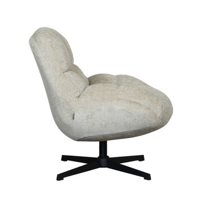 LABEL51 Draaifauteuil Huxley - Mushroom Elite | Zwart Metaal - 76x86x92 cm