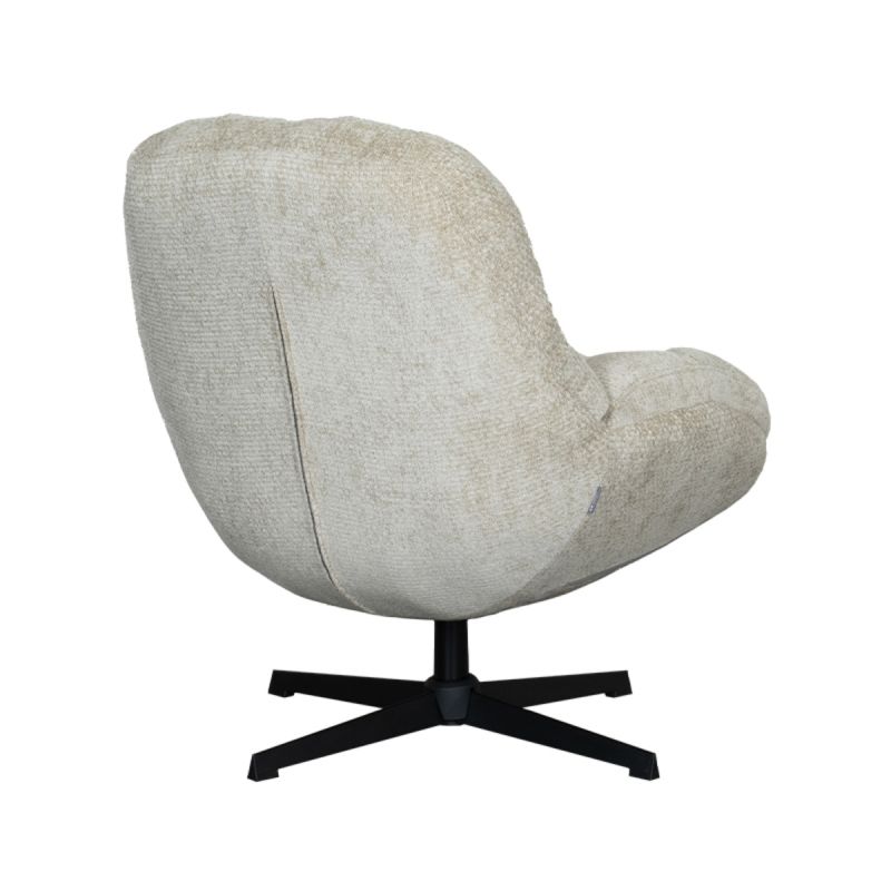 LABEL51 Draaifauteuil Huxley - Mushroom Elite | Zwart Metaal - 76x86x92 cm