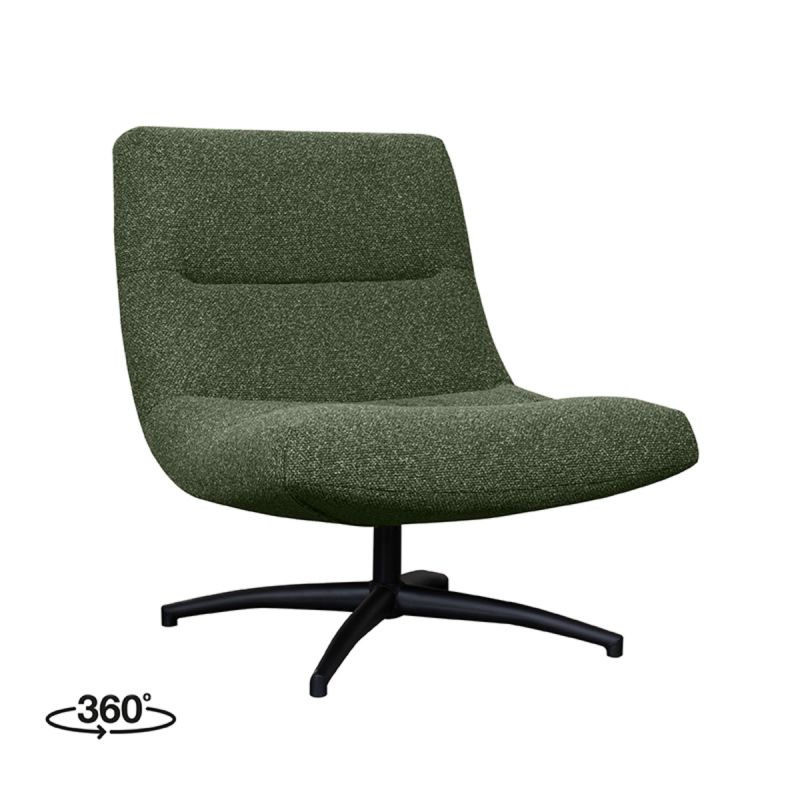 LABEL51 Draaifauteuil Calix - Forest Royal Boucle | Zwart Metaal - 77x93x88 cm