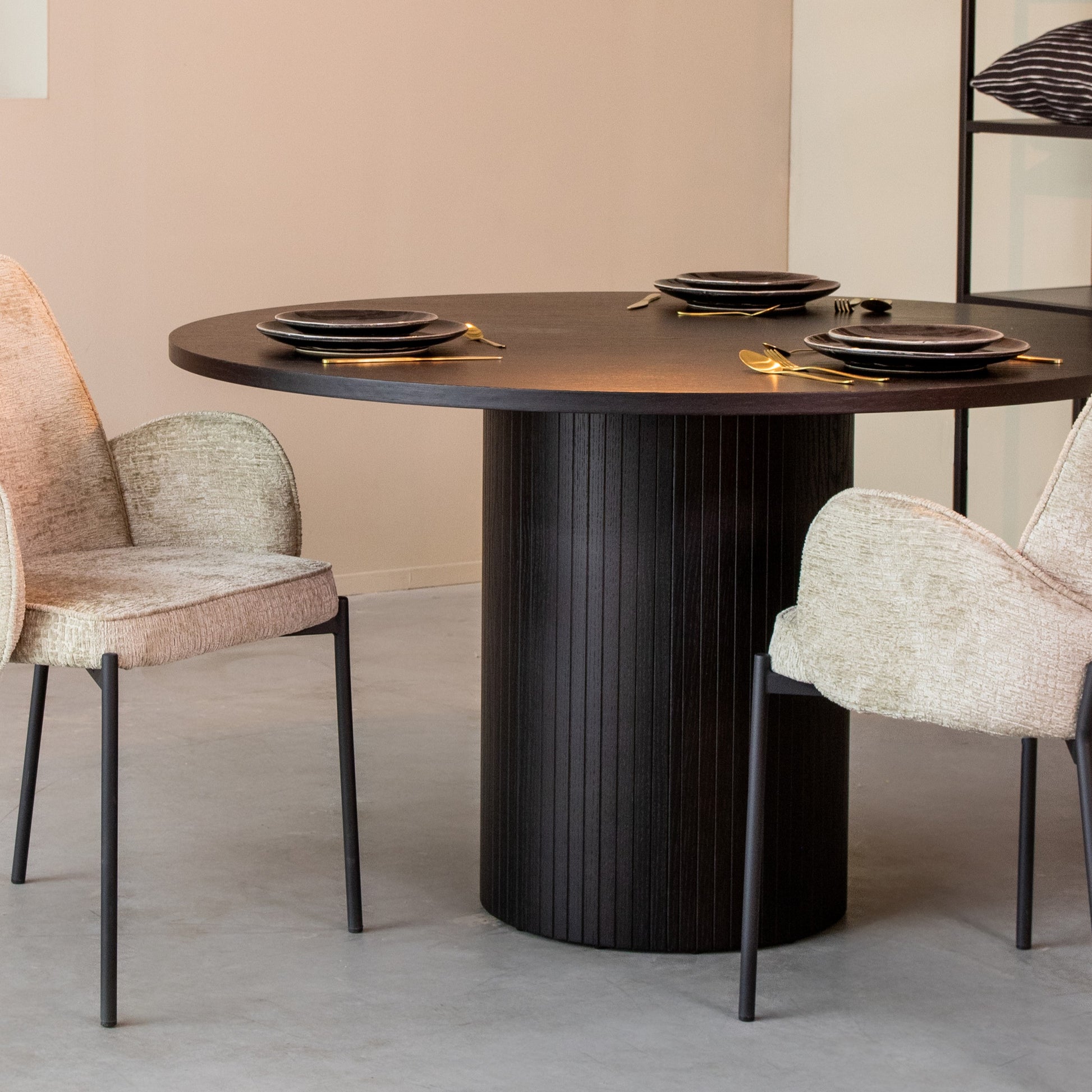 LABEL51 Eettafel Oliva - Zwart Eiken - 130x130x75 cm