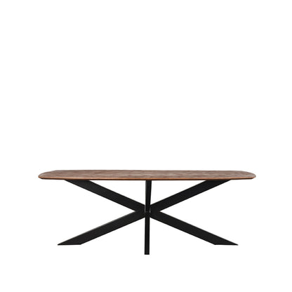 LABEL51 Eetkamertafel Zane - Espresso Mangohout | Zwart Metaal - Ovaal - 220x100x76 cm