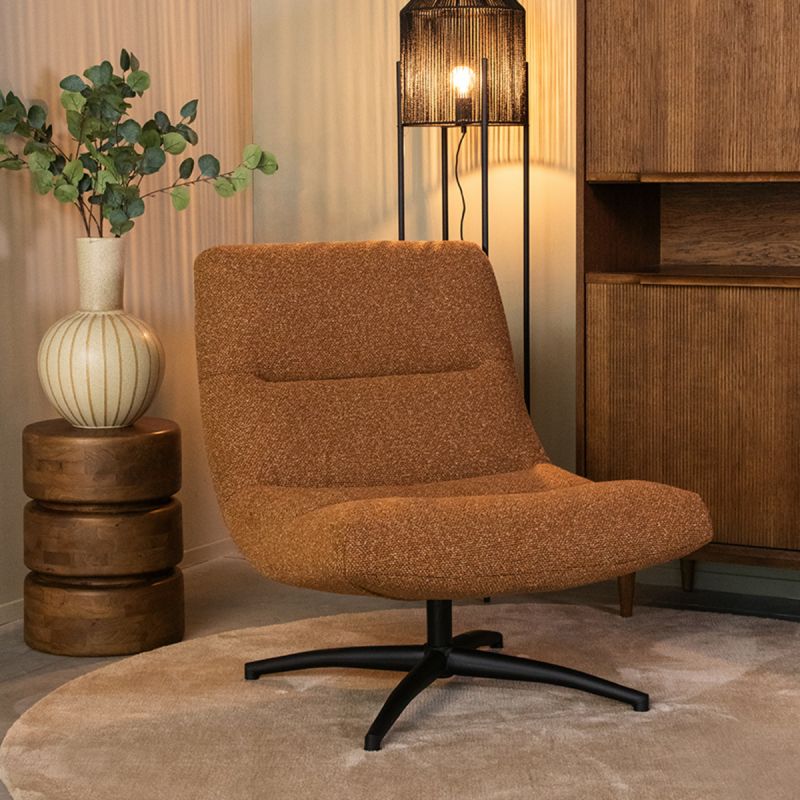 LABEL51 Draaifauteuil Calix - Coral Royal Boucle | Zwart Metaal - 77x93x88 cm