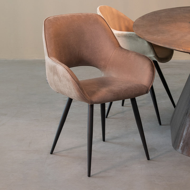 LABEL51 Chaise de salle à manger Fer - Taupe - Micro Daim