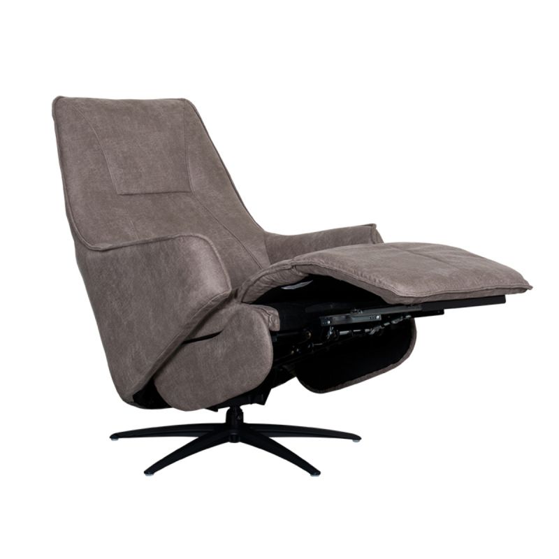 Label51 Elektrische Fauteuil Odense - Taupe Micro Suede | Zwart Metaal - 68x87x110 cm