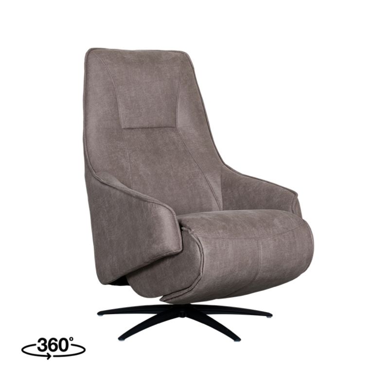 Label51 Elektrische Fauteuil Odense - Taupe Micro Suede | Zwart Metaal - 68x87x110 cm