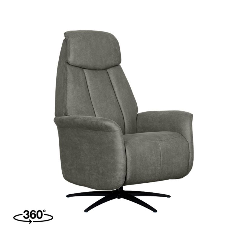 Label51 Elektrische Fauteuil Oslo - Taupe Micro Suede | Zwart Metaal 79x87x112 cm