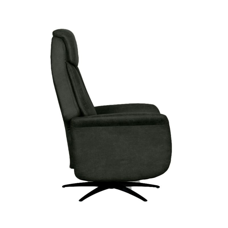 Label51 Elektrische Fauteuil Oslo - Antraciet Micro Suede | Zwart Metaal 79x87x112 cm