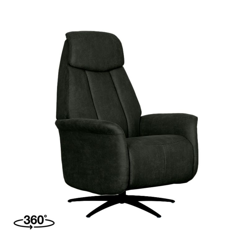 Label51 Elektrische Fauteuil Oslo - Antraciet Micro Suede | Zwart Metaal 79x87x112 cm