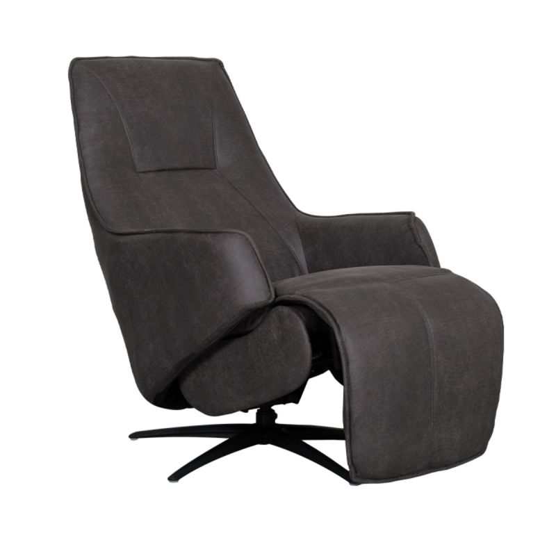 Label51 Elektrische Fauteuil Odense - Antraciet Micro Suede | Zwart Metaal - 68x87x110 cm