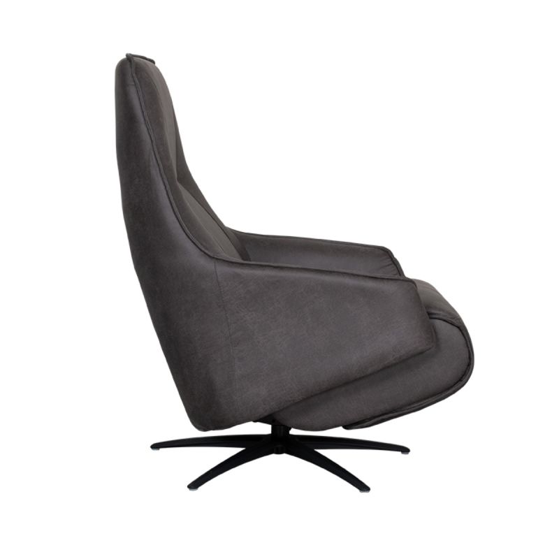 Label51 Elektrische Fauteuil Odense - Antraciet Micro Suede | Zwart Metaal - 68x87x110 cm