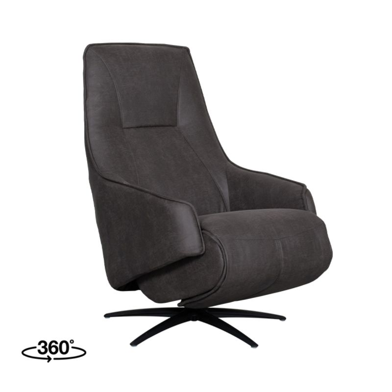 Label51 Elektrische Fauteuil Odense - Antraciet Micro Suede | Zwart Metaal - 68x87x110 cm