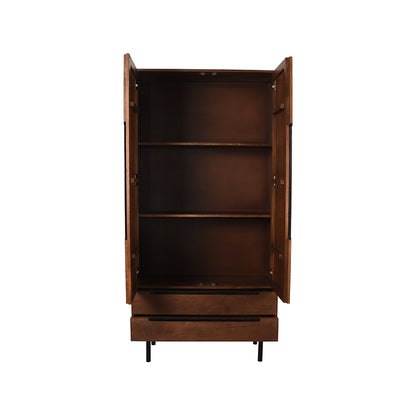 LABEL51 Opbergkast Rio - Wandkast - Espresso Mangohout | Zwart Metaal - 100x40x200 cm