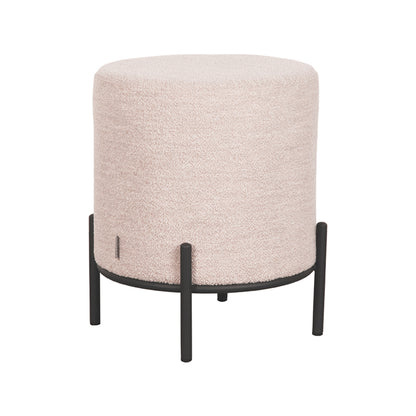 LABEL51 Poef Troy M - Naturel Boucle | Zwart Metaal - 43x43x48 cm