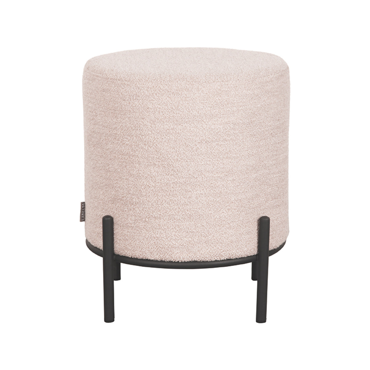 LABEL51 Poef Troy M - Naturel Boucle | Zwart Metaal - 43x43x48 cm