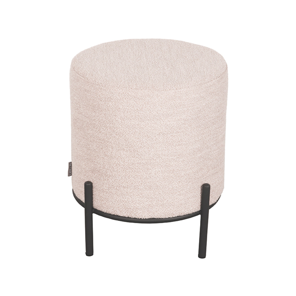 LABEL51 Poef Troy M - Naturel Boucle | Zwart Metaal - 43x43x48 cm