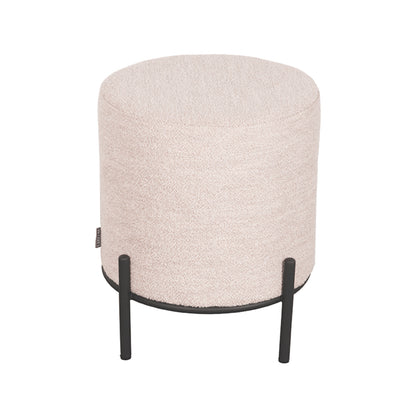 LABEL51 Poef Troy M - Naturel Boucle | Zwart Metaal - 43x43x48 cm