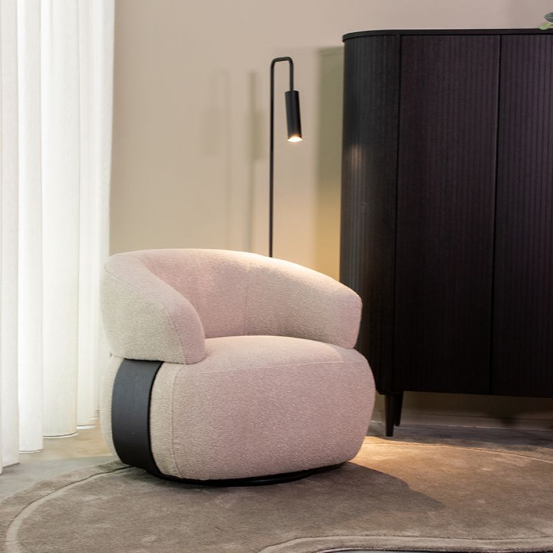 LABEL51 Draaifauteuil Valenza - Naturel Boucle | Zwart Eiken - 83x79x73 cm