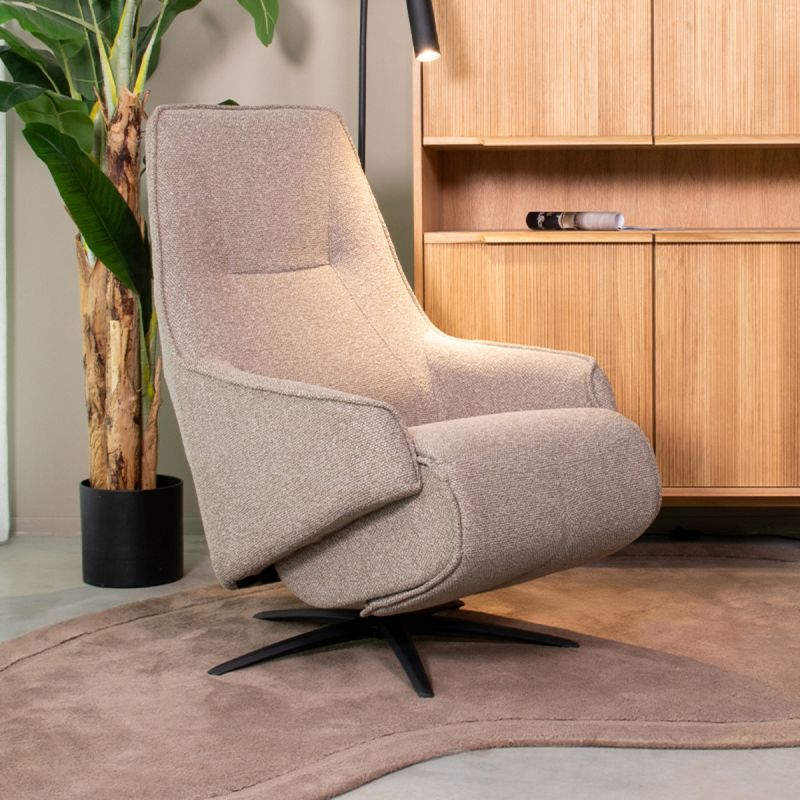 Label51 Elektrische Fauteuil Odense - Mushroom Royal Boucle | Zwart Metaal - 68x87x110 cm