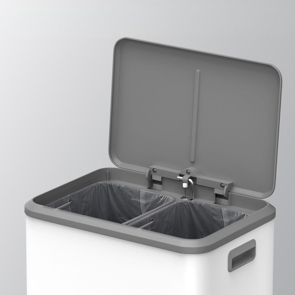 Nancy's Mordano Afvalscheiding Prullenbak - Afval scheiden - Afvalbak - Pedaalemmer - Wit - 2 x 15 Liter