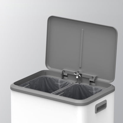 Nancy's Mordano Afvalscheiding Prullenbak - Afval scheiden - Afvalbak - Pedaalemmer - Wit - 2 x 15 Liter