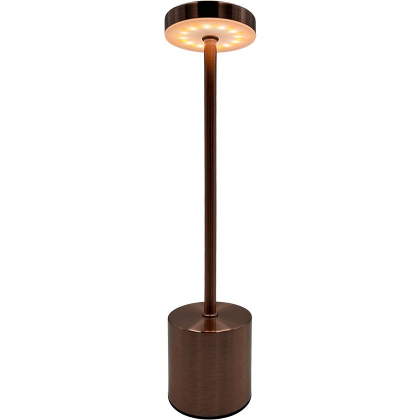 Cozy Creations Tafellamp - Dimbaar - Oplaadbaar - Draadloos - 3 Lichtkleuren - Koper - ± 35 cm hoog