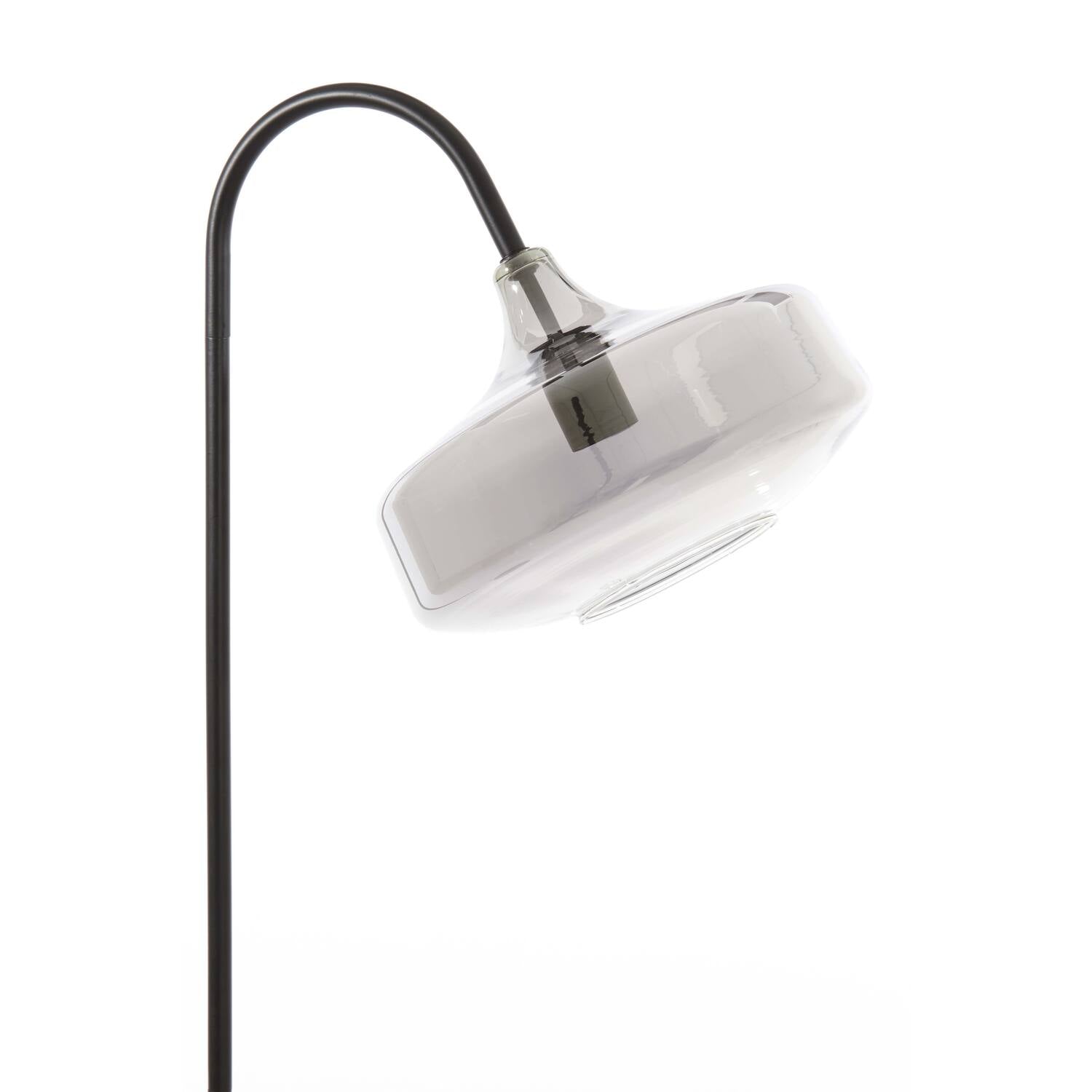 Nancy's Airaes Vloerlamp - Staande Lamp - Zwart / Rookglas - Staal - ± 45 x 30 x 160 cm