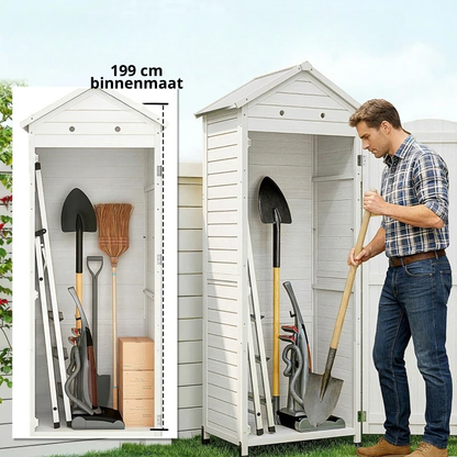 Nancy's Sale Tuinkast - Tuinschuur - Opbergkast voor buiten - Wit - Dennenhout - ± 85 x 60 x 215 cm