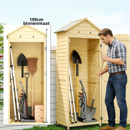 Nancy's Sale Tuinkast - Tuinschuur - Opbergkast voor buiten - Naturel Hout - Dennenhout - ± 85 x 60 x 215 cm