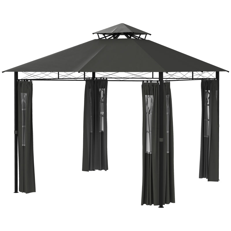 Nancy's Sevilla Pavilion - Party Tent - Garden Pavilion - Gray / Black - ± 300 x 300 x 285 cm