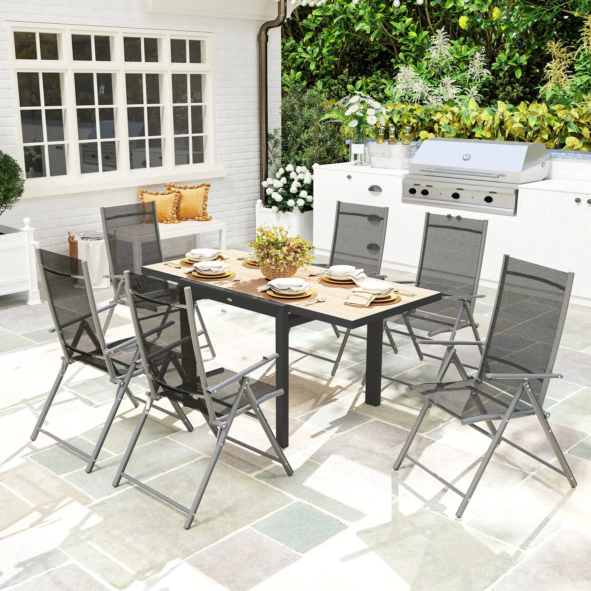 Nancy's Cornaredo Tuintafel - Terrastafel - Eettafel voor Buiten - Uitschuifbaar - Hout / Grijs - ± 80/160 x 80 x 75 cm