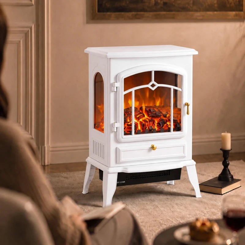 Nancy's Vallefiorita Elektrische Haard - Vrijstaand - Thermostaat - 2 verwarmingsstanden & snelle convectiewarmte - 3-zijdig panorama & vlammeneffect