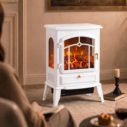 Nancy's Vallefiorita Elektrische Haard - Vrijstaand - Thermostaat - 2 verwarmingsstanden & snelle convectiewarmte - 3-zijdig panorama & vlammeneffect
