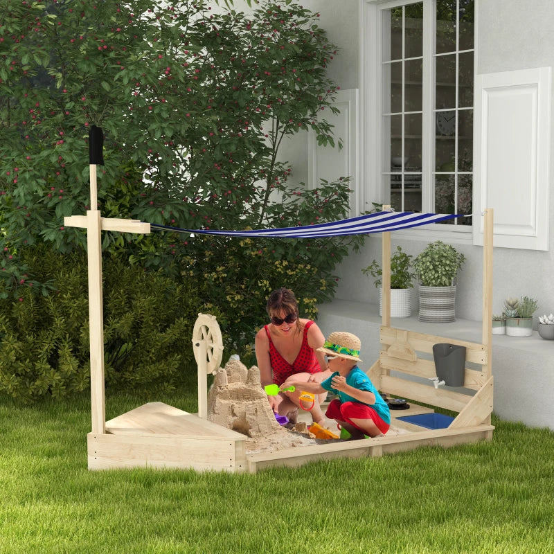 Nancy's Ota Sandbox With Roof and Kitchen - Pine Wood - ± 180 x 100 x 45 cm