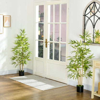 Nancy's Fisciano Kunstplanten - Set van 2 Kunst Bamboeplanten - Kunstbomen - Groen - 120 cm hoog