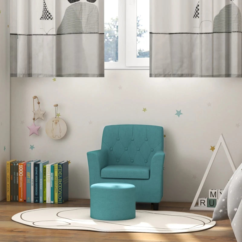Nancy's Ivy Kinderstoel - Kinderfauteuil - Kinderbankje met Hocker - Blauw