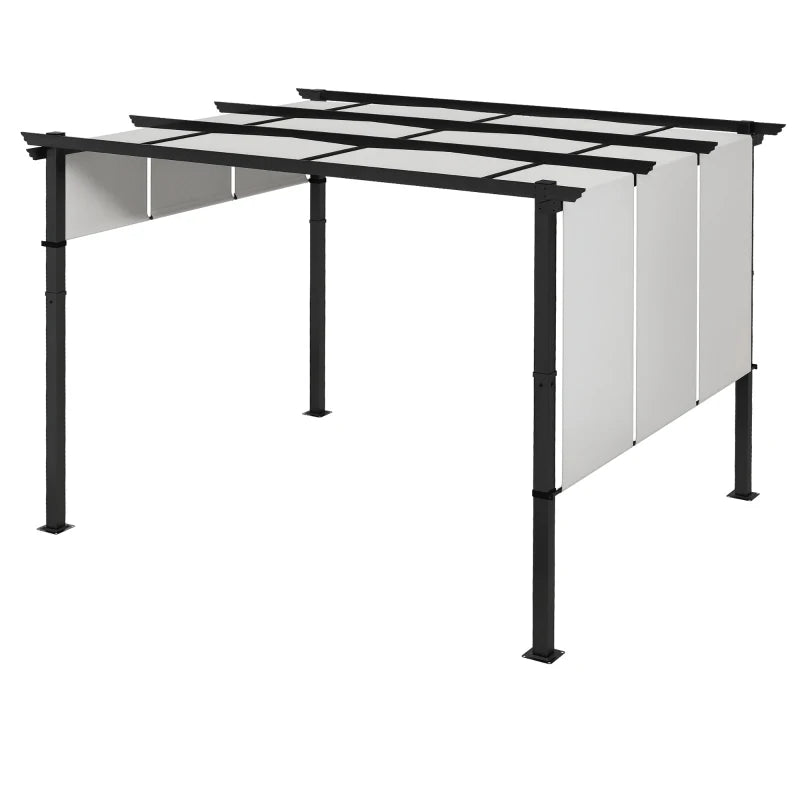 Nancy's Sulden Pergola - Tuinpaviljoen - Terrasoverkapping - Uitschuifbaar pergoladak - Grijs - ± 355 x 295 x 235 cm