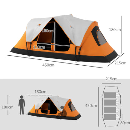 Nancy's Campagna Kampeertent - Camping tent - Twee Slaapkamers - 6 Personen - Oranje - 450 x 215 x 180 cm