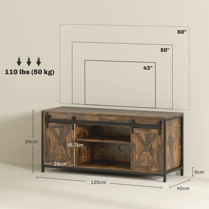 Nancy's Bustelo TV Meubel - TV Kast - Lowboard - Bruin / Zwart - ± 120 x 40 x 55 cm 