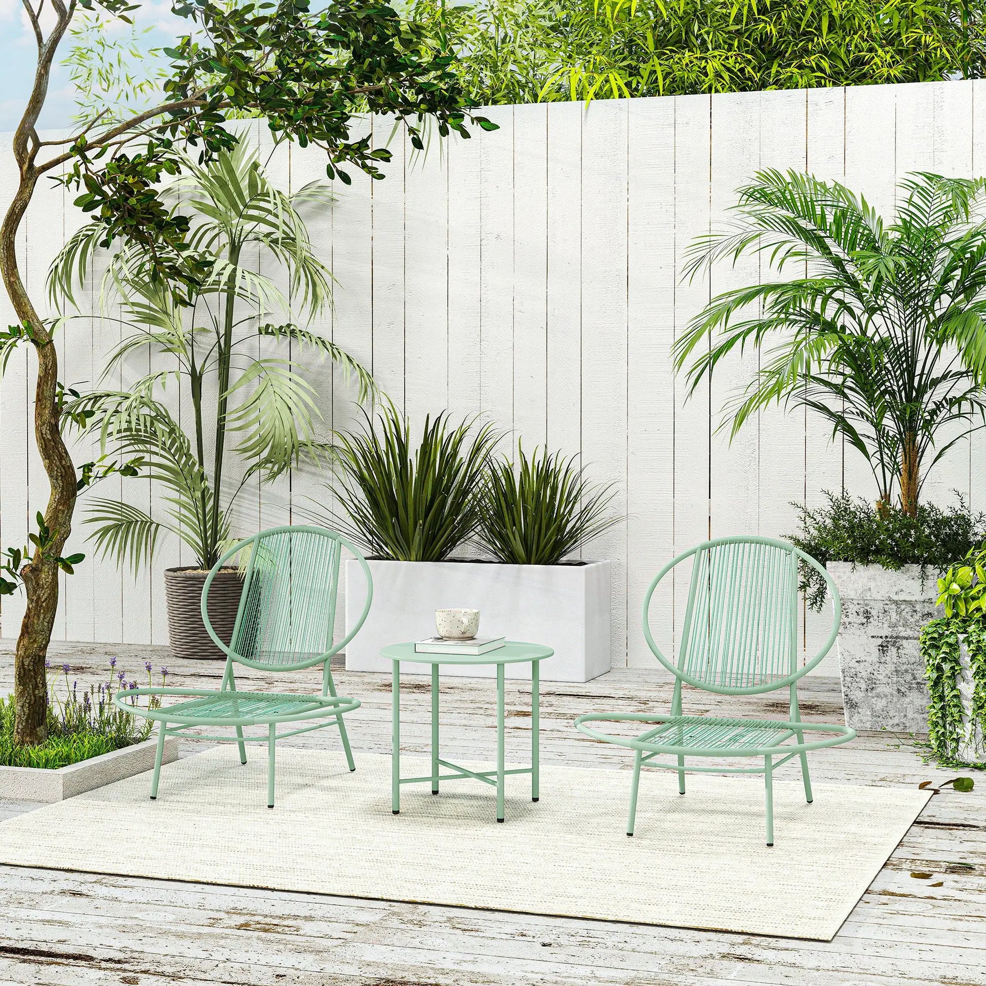 Nancy's Corropoli Bistroset - Tuinset- Balkonset - Groen - Rotan / Staal