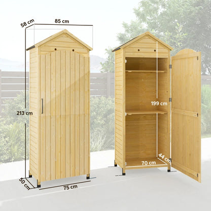 Nancy's Sale Tuinkast - Tuinschuur - Opbergkast voor buiten - Naturel Hout - Dennenhout - ± 85 x 60 x 215 cm