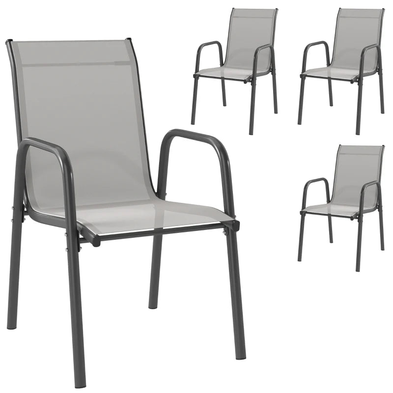 Nancy's Regalbuto Tuinstoelen - Balkonstoelen - Terrasstoelen - Set van 4 - Grijs