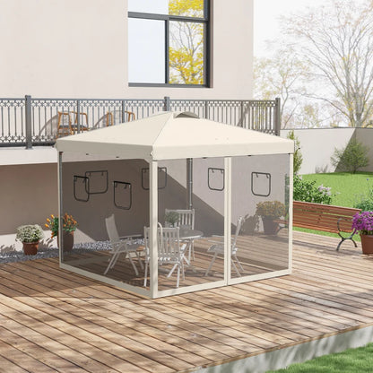 Nancy's Amares Paviljoen - Partytent - Tuin Paviljoen - Beige / Zwart - ± 300 x 300 x 290 cm