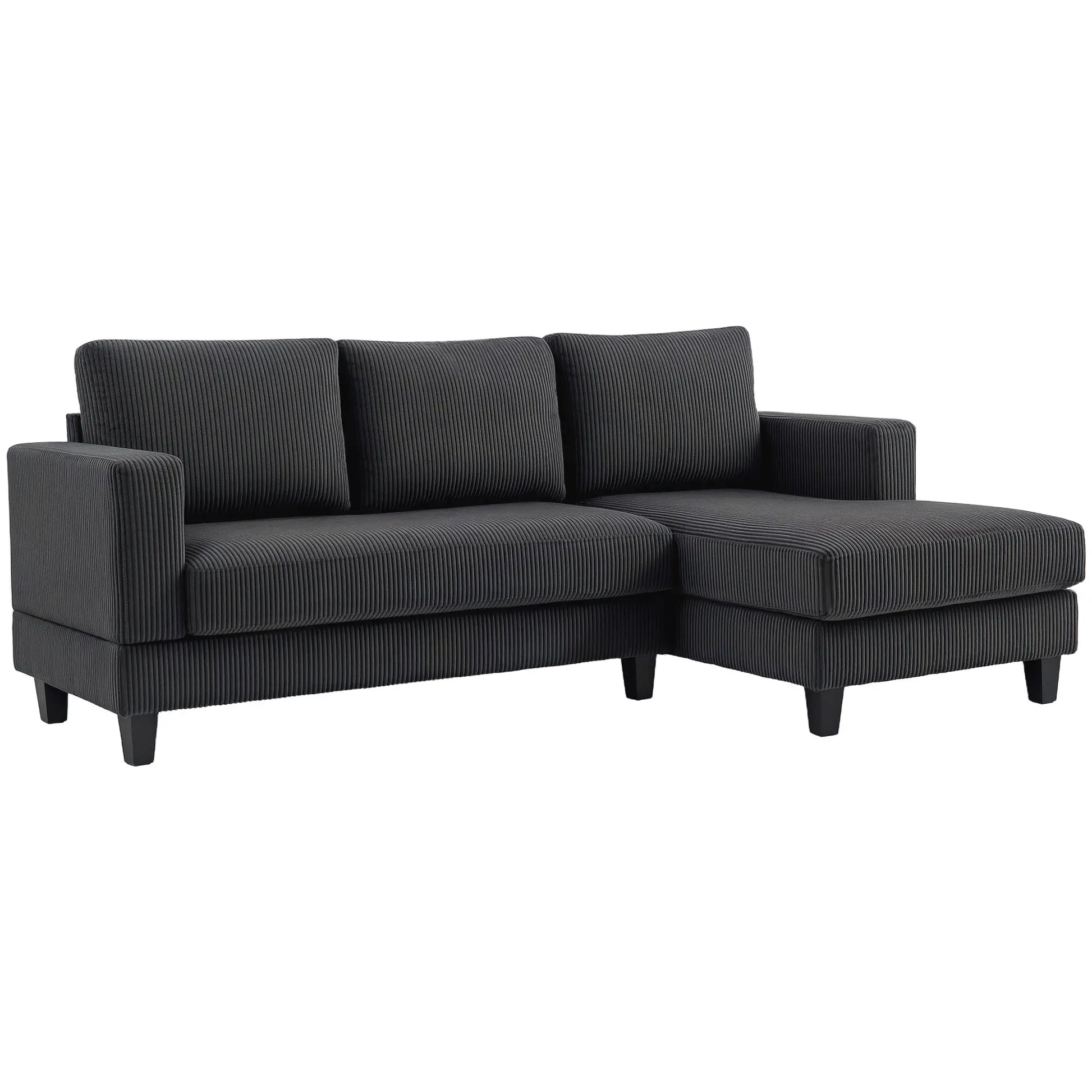 Nancy's Licciana Hoekbank - L-vormige Bank - Donkergrijs - Corduroy - ± 215 x 135 x 85 cm