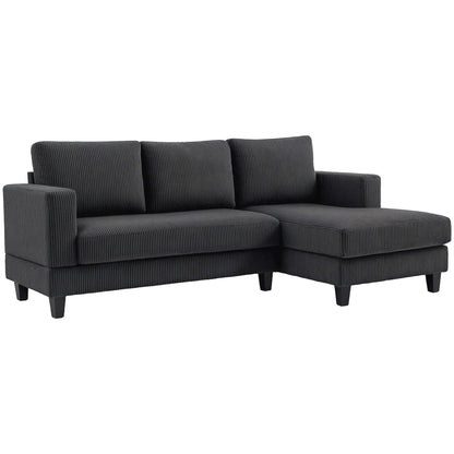 Nancy's Licciana Hoekbank - L-vormige Bank - Donkergrijs - Corduroy - ± 215 x 135 x 85 cm