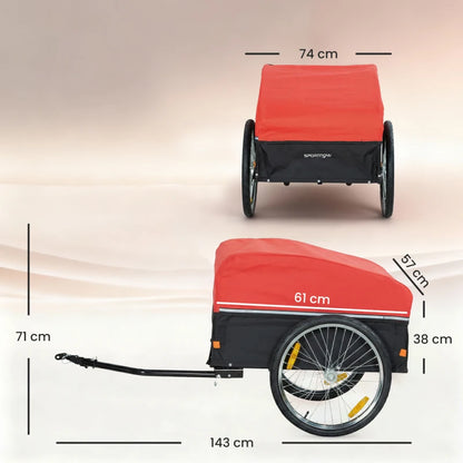 Nancy's Pulfero Fietskar - Fietsaanhanger - Fietsaanhangwagen - Zwart / Rood - 145 x 75 x 70 cm