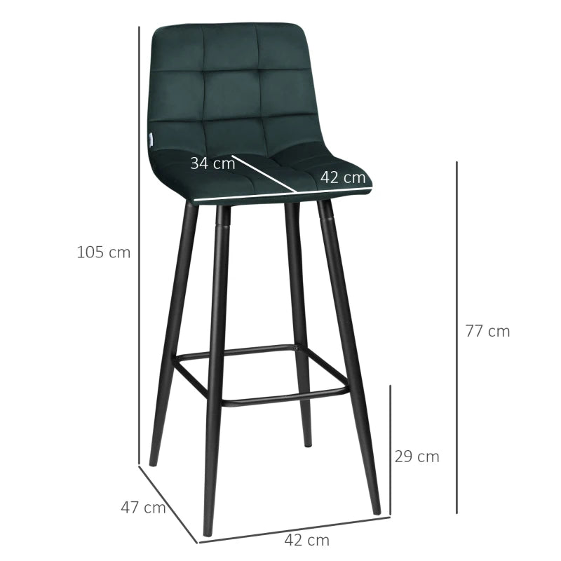 Nancy's Cambra Barkrukken - Barstoelen - Set van 2 - Groen - 42 x 47 x 105 cm