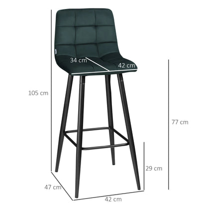Nancy's Cambra Barkrukken - Barstoelen - Set van 2 - Groen - 42 x 47 x 105 cm